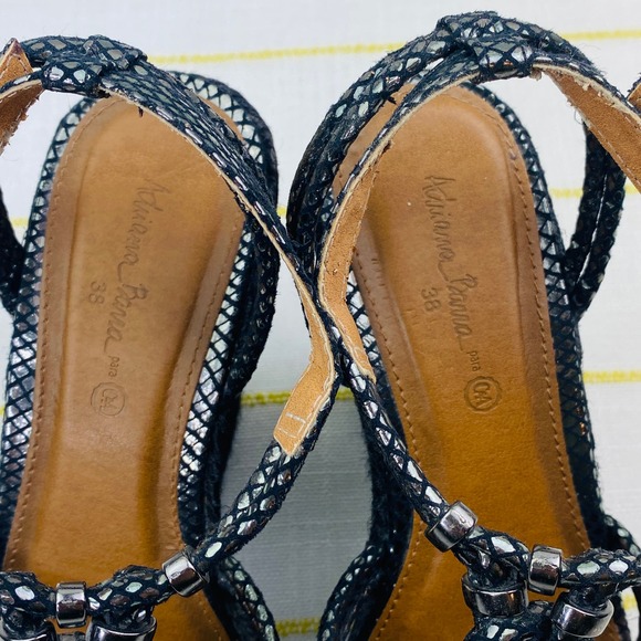 Adriana Barra Metallic Platform Espadrilles Womens 38 US 9 Made in Brazil Luxe - Picture 7 of 12